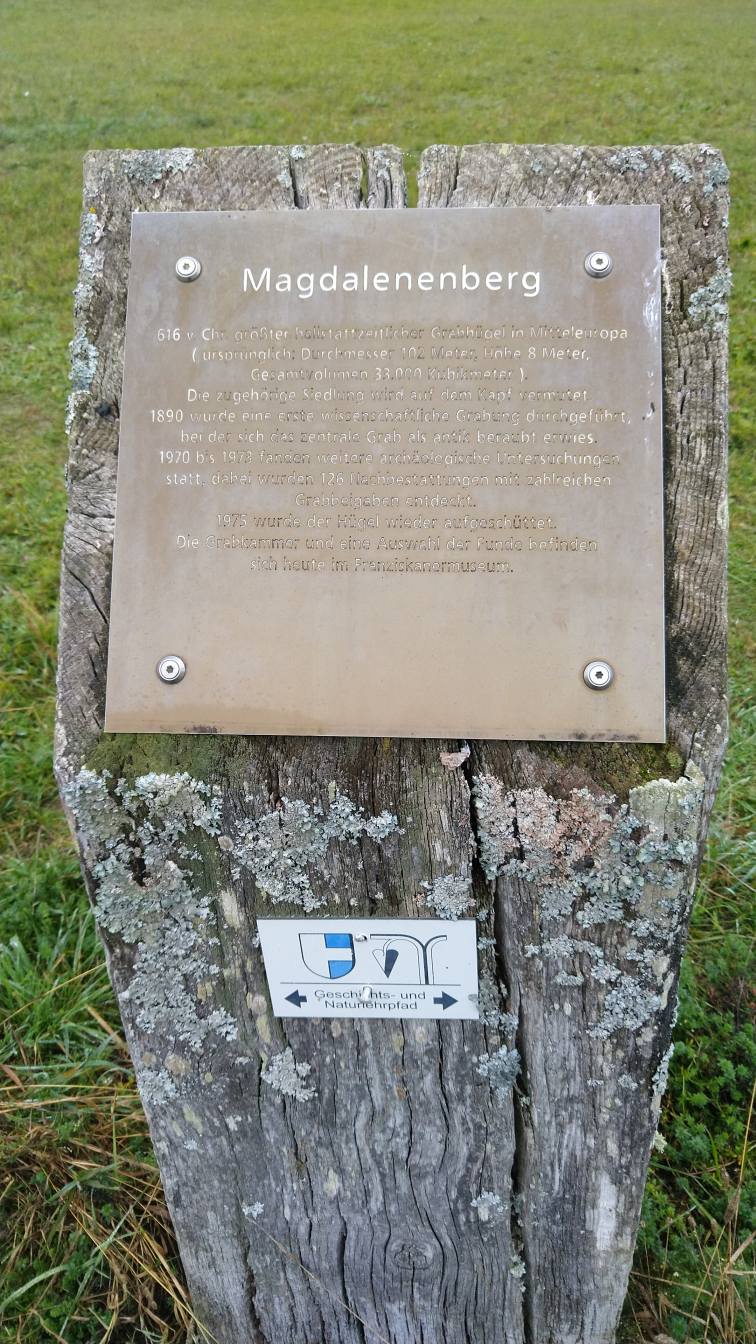Bildtitel: Infotafel am Magdalenenberg mit historischen Informationen