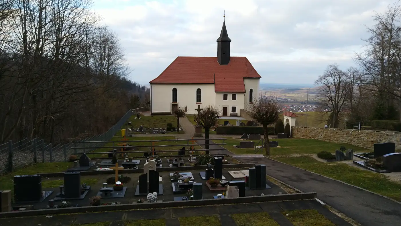 Bildtitel: Kirche Maria Zell mit Friedhof