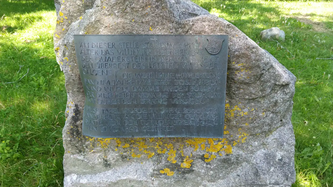 Bildtitel: Gedenktafel des ehemaligen Villinger Hochgerichts