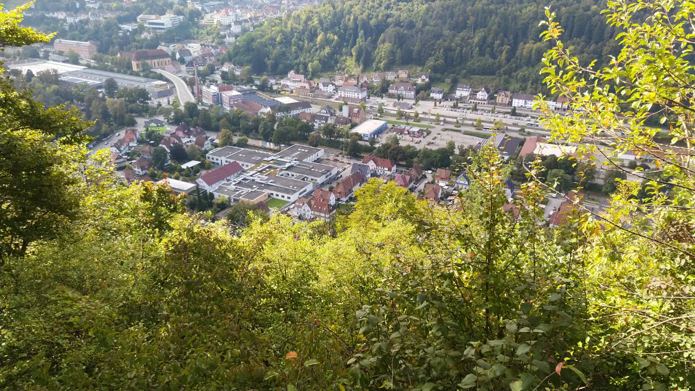 Bildtitel: Aussicht auf Oberndorf von der Schillerhöhehütte