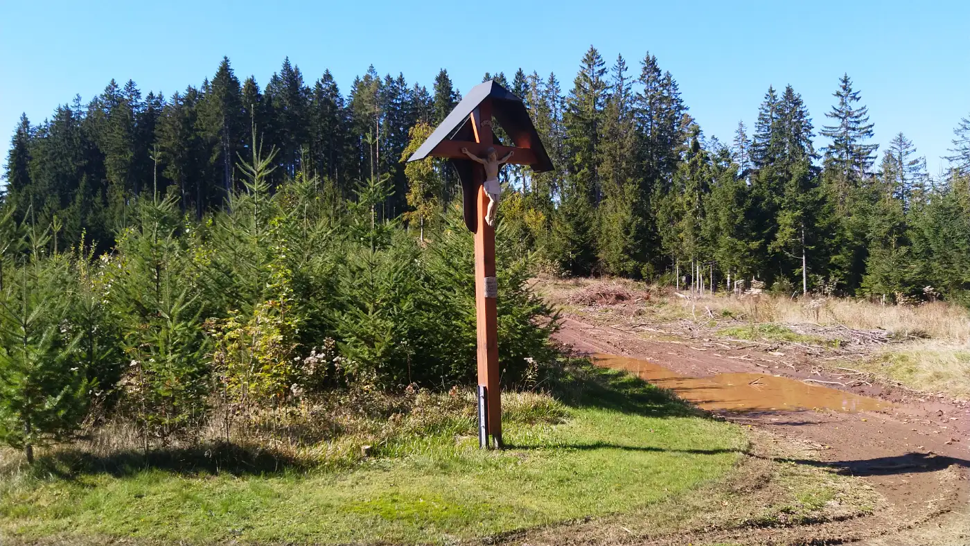 Bildtitel: Wegkreuz, auch Jahrgangskreuz 1931/1932, am Wanderweg bei Vöhrenbach