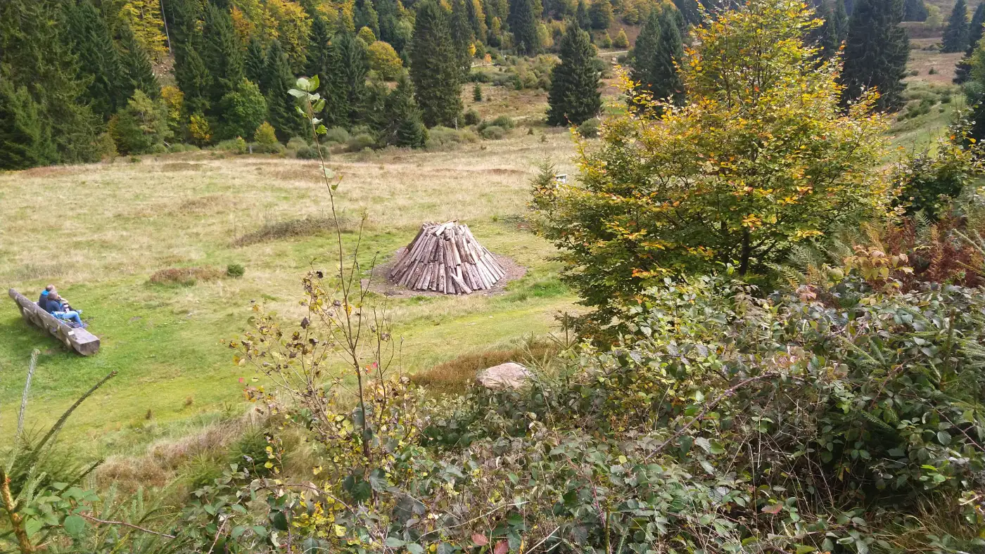Bildtitel: Traditioneller Kohlenmeiler im Biosphärengebiet Schwarzwald