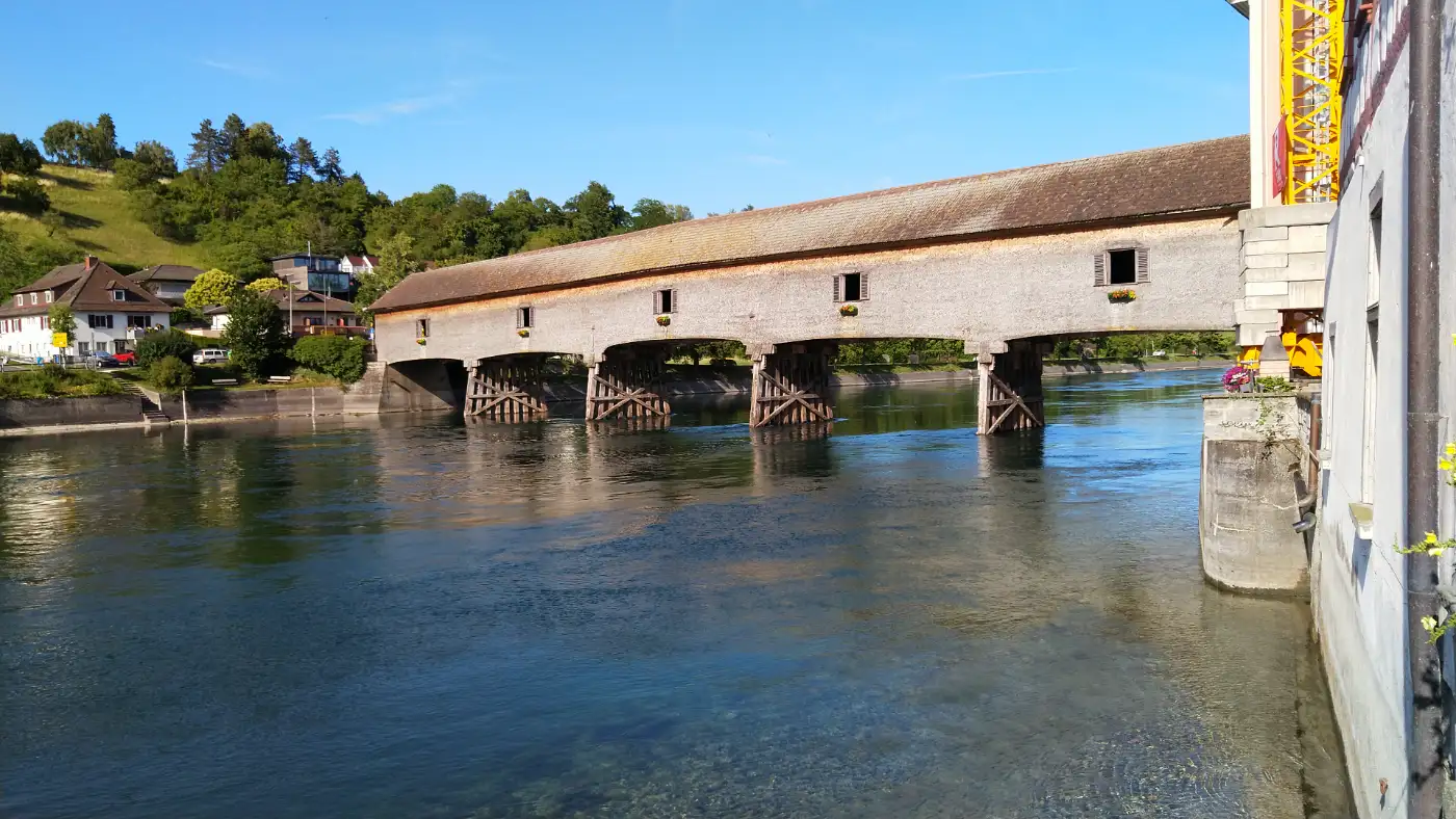Bildtitel: historische Rheinbrücke Diessenhofen–Gailingen