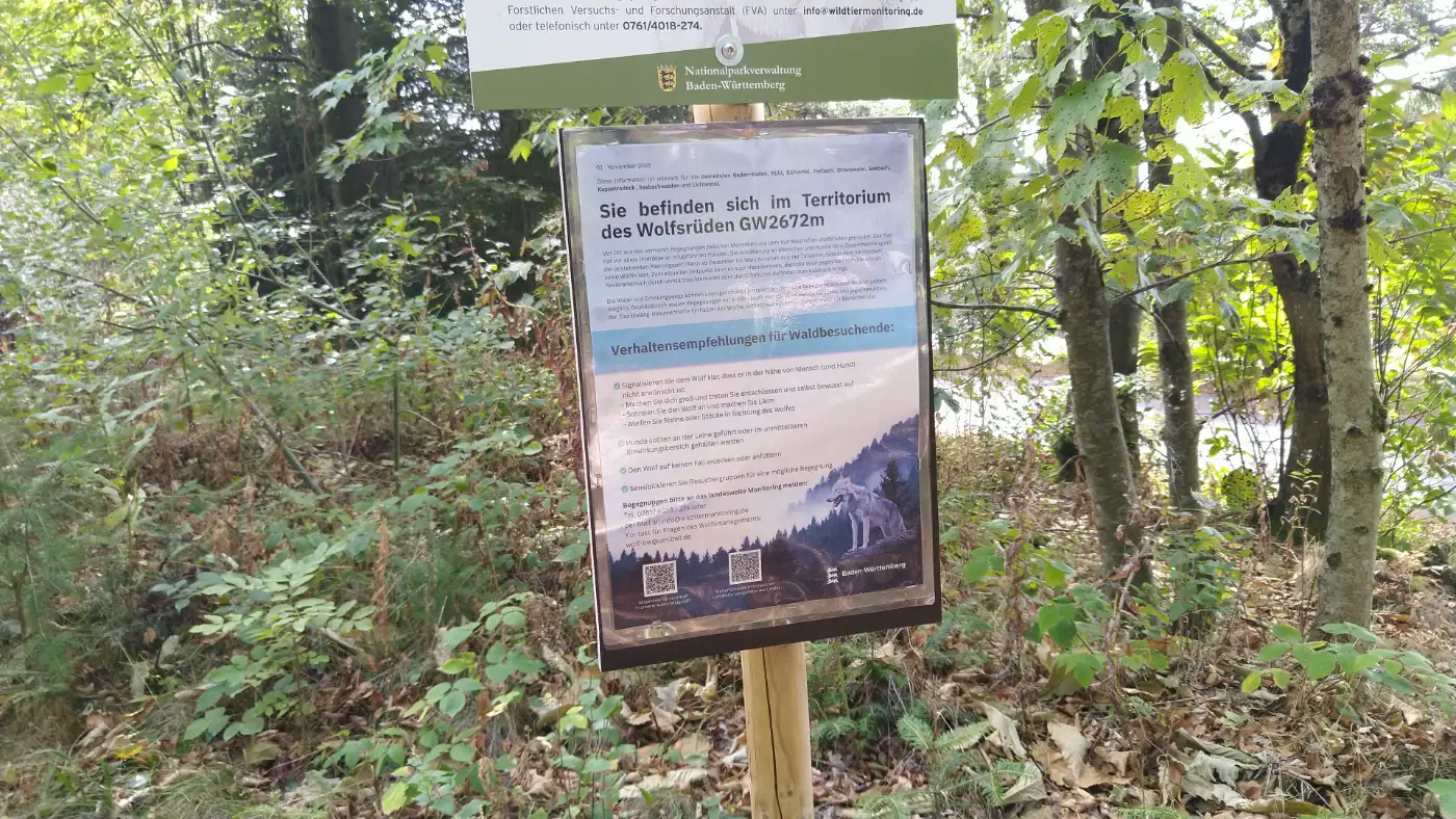Bildtitel: Informationstafel zum Wolfrevier